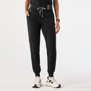 FIGS Black Zamora Jogger Scrub Pants™with Gray Tie